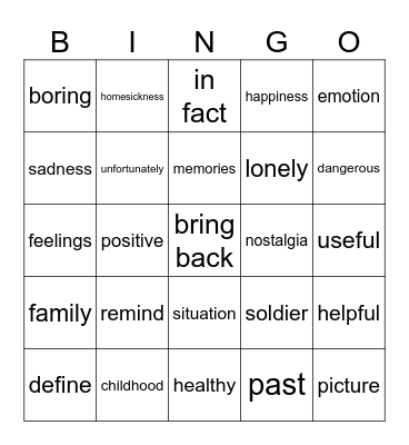 GE 2 - Unit 2 Bingo Card