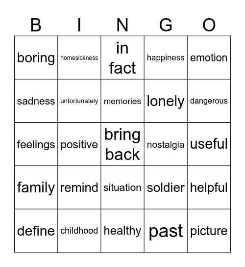 GE 2 - Unit 2 Bingo Card