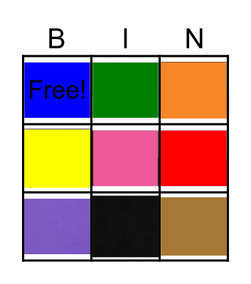 Colors Bingo Card