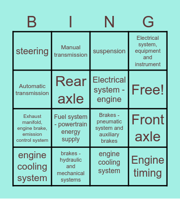 XOT Bingo Card
