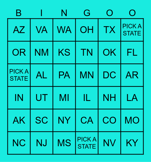 Which State is Your Deaf Caller In? Bingo Card