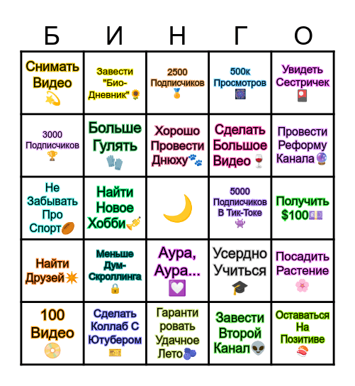 Бинго 2025 Bingo Card