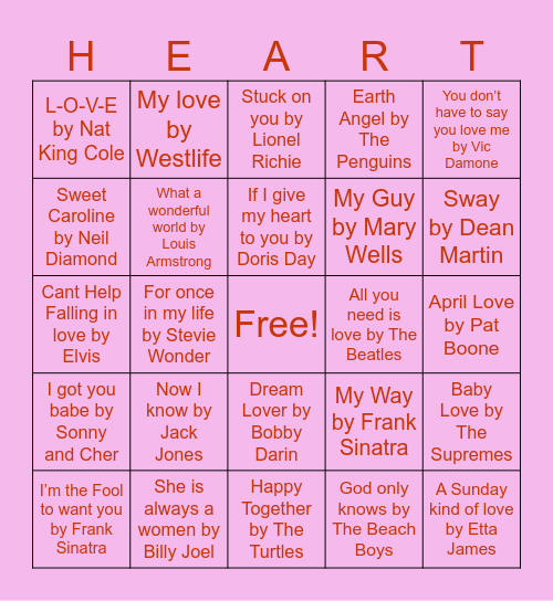 Valentine Bingo Card