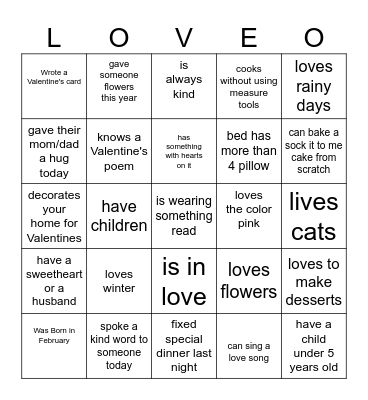 Find someone who Bingo Card