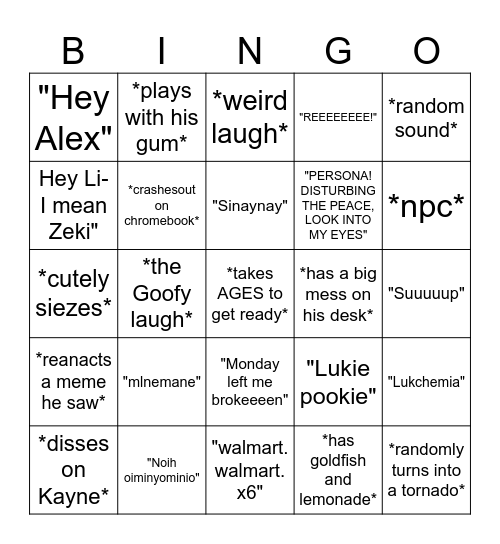 Eddie😱 Bingo Card