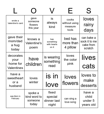 Find someone who Bingo Card