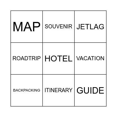 Travel Bingo ! Bingo Card