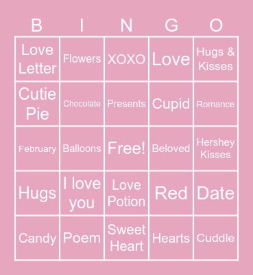 Valentine's Day Bingo Card