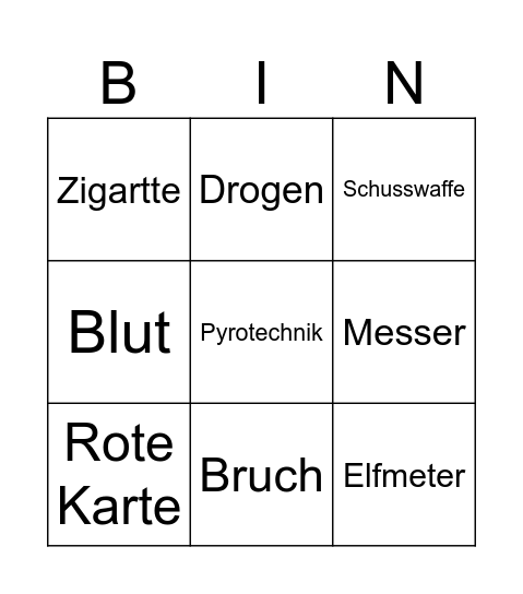 Fußball Bingo Card