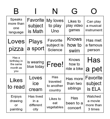 SA Bingo: Find Someone who. . . Bingo Card