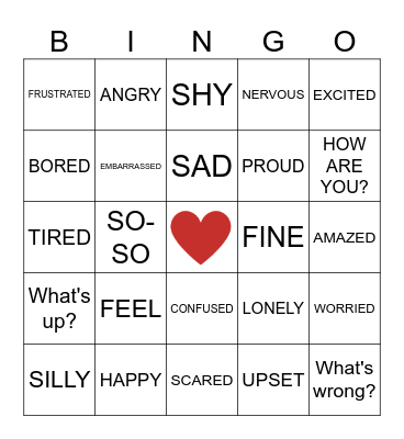 FEELINGS Bingo Card