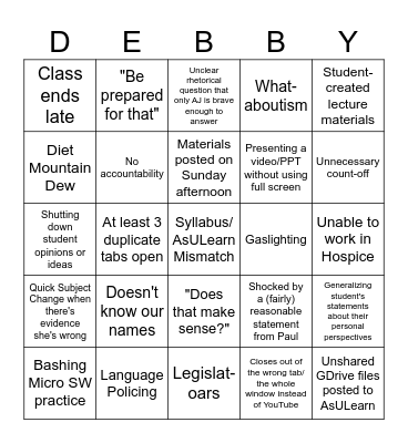 Spring 2025 Bingo Card