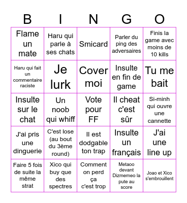 Neekomok Party Bingo Card