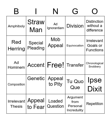 Fallacy Bingo Card