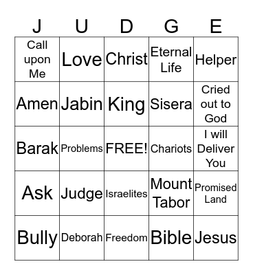 Bible Bingo Card