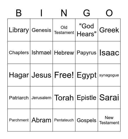 Bible Beginnings Bingo Card