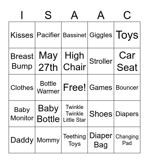 BABY SHOWER BINGO Card