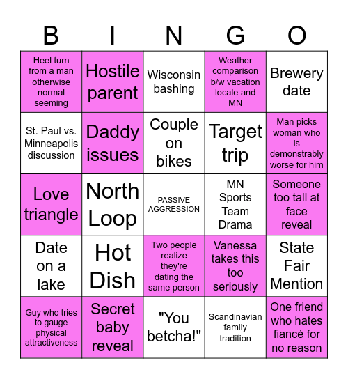 Love is Blind: Twin Cities Bingo Card