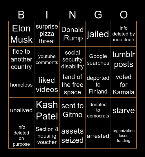 Tirsden's Bingo Card Bingo Card