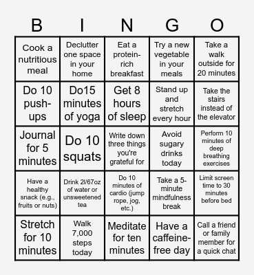 Spring into Wellness Bingo Card