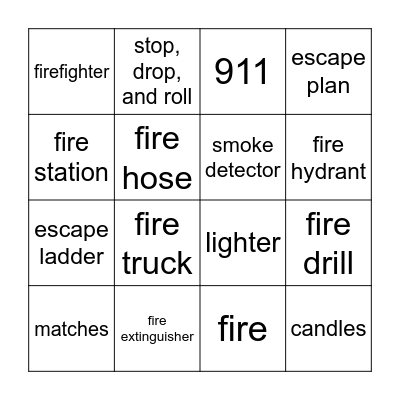 Fire Safety Bingo Card