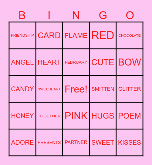 VALENTINE'S DAY Bingo Card