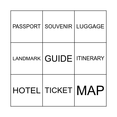 TRAVEL BINGO!! Bingo Card