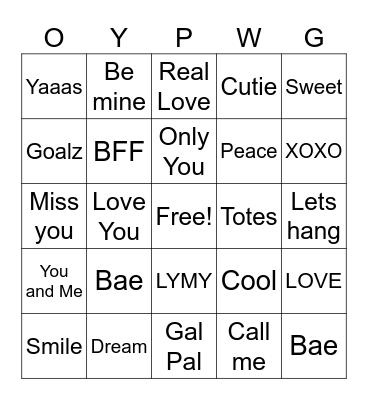 Valentine’s Day Bingo Card