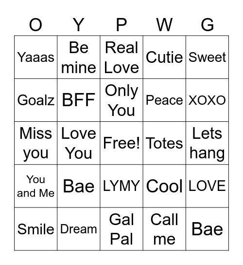 Valentine’s Day Bingo Card