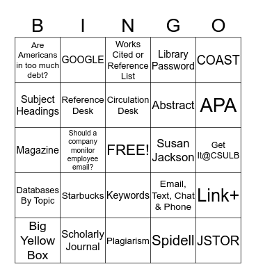 Library BINGO Card