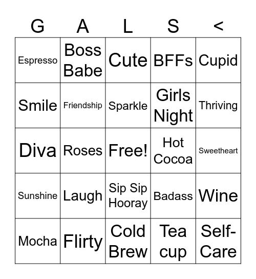 Galentine's Day Bingo Card