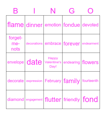 D-F Valentine Bingo Card