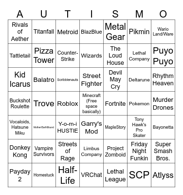 Autistic Hyperfixation Franchises BINGO Card