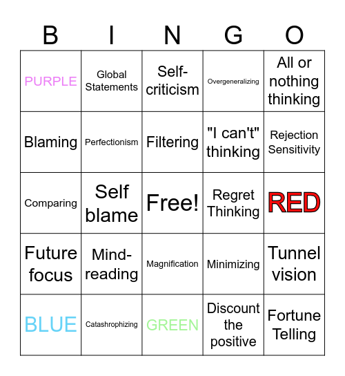 Cognitive Distortion Bingo Card