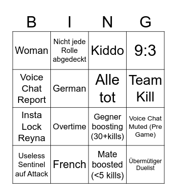 VALORANT Bingo Card