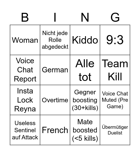 VALORANT Bingo Card