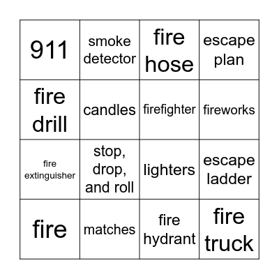 Fire Safety Bingo Card