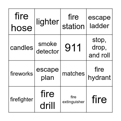Fire Safety Bingo Card