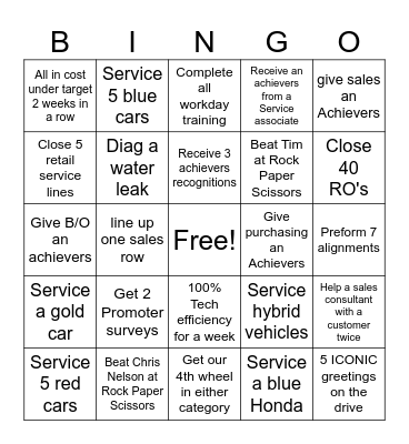 Service tax time Bingo Card