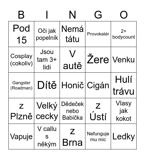 Omegle Bingo Card