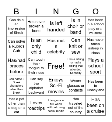 Frosh Retreat Bingo Card