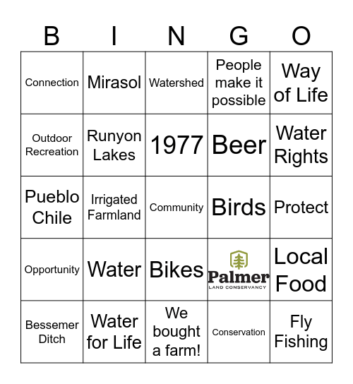 Palmer's Liquid Lecture Bingo Card