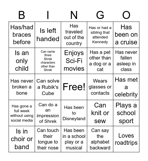 Frosh Retreat Mtg #3 Bingo Card