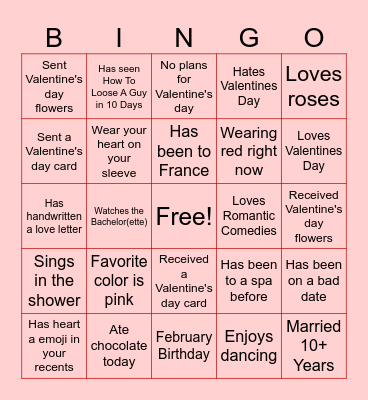 Valentine's Bingo Card