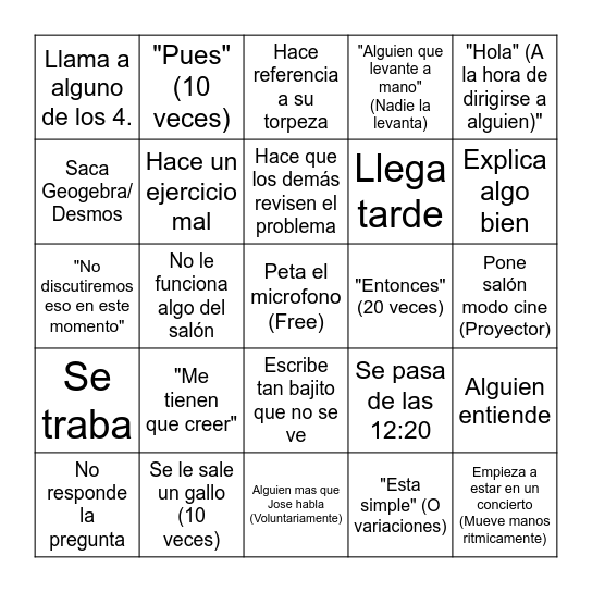 Diferencial Bingo Card