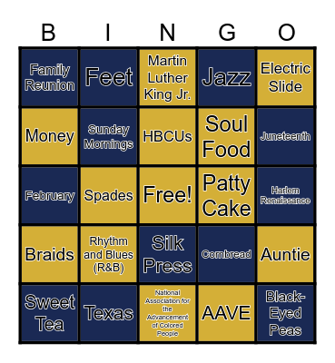 Black Culture and Traditions Bingo Card