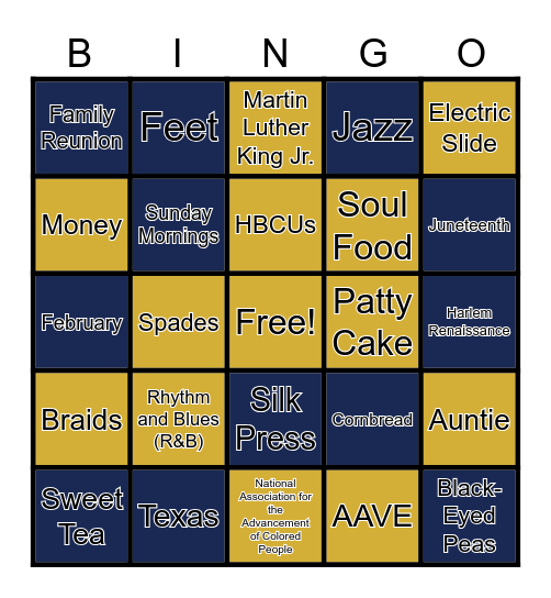 Black Culture and Traditions Bingo Card