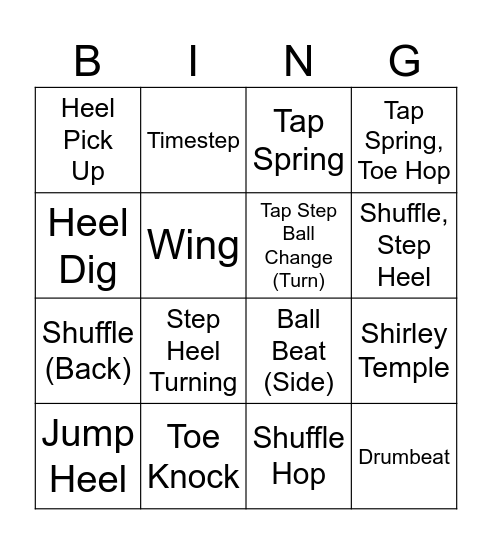 Year 4, 5, 6 Tap Bingo Card