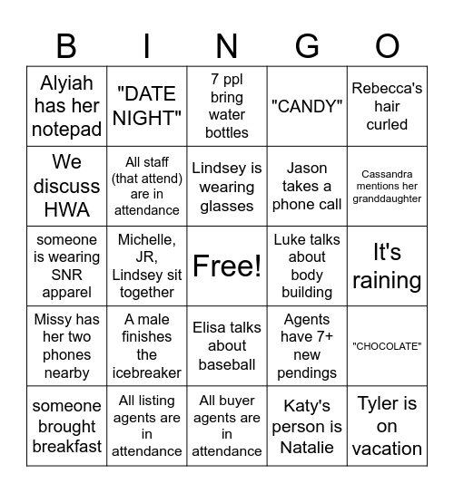 SNR FEBRUARY/VDAY BINGO Card