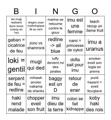 bingo piece Bingo Card
